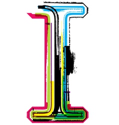 Grunge colorful font Letter I vector image
