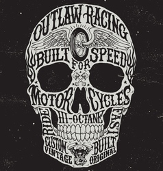Motorcycle inspired typography skull vector image
