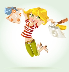 Sweet girl shopaholic vector image