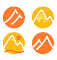 Mountain icons set isolated on white - orange vector image