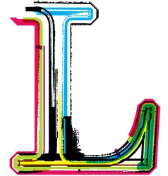 Grunge colorful font Letter L vector image