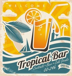 Retro poster template for tropical bar vector image