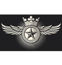 Star with wings and crown tattoo vector image