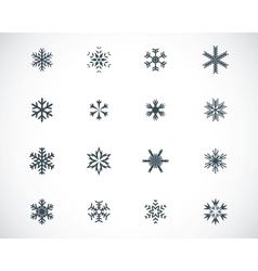 Black snowflake icons set vector image