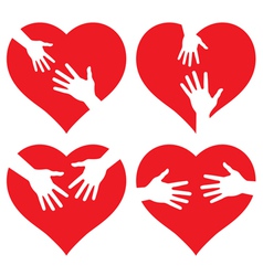 Set of icons Hands on Heart vector image