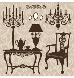 Set of antique furniture vector image
