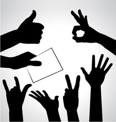 Set of hands silhouettes vector image