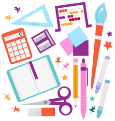 School accessories set isolated on white vector image