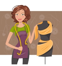 Woman seamstress near the manikin Dressmaker vector image