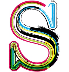 Grunge colorful font Letter S vector image