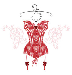 Ladys sexy red vintage corset Ladys sexy red vintage corset vector image