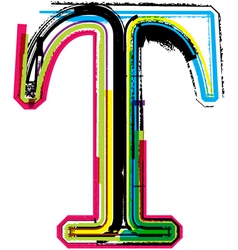Grunge colorful font Letter T vector image