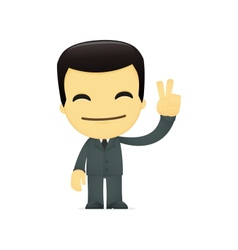 Funny cartoon asian businessman vector image