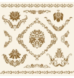 Set of damask ornaments vector image