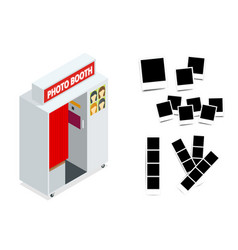 Isometric compact photo booth and photo frames vector image