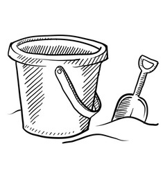 Doodle beach bucket shovel vector image