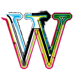 Grunge colorful font Letter W vector image