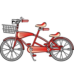 Red tandem bicycle vector image