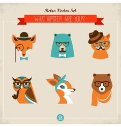 Cute fashion Hipster Animals pets vector image