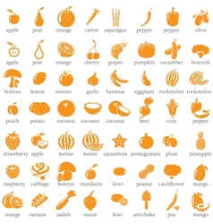 Set of fruits and vegetables icons vector image