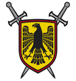 Eagle and crossed swords coat of arms vector image