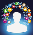 Social media concept - man and icons vector image
