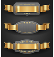 Ornate metal frames with golden decor and ribbons vector image
