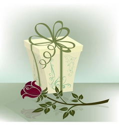 Present box with purple rose vector image