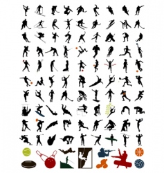 Collection of silhouettes of sportsmen vector image