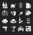 Travel white icons set vector image