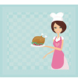 Housewife serving a chicken or turkey vector image