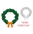 Christmas wreath with holly and berries vector image