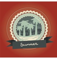 Abstract logo - retro label with palm trees - vector image