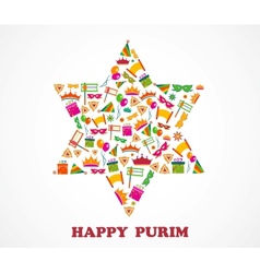 David star with objects of purim holiday vector image