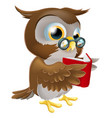 Cartoon owl reading a book vector image