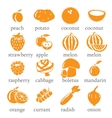 Set of fruits and vegetables icons vector image