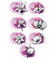 Stickers with heads of the flowers vector image