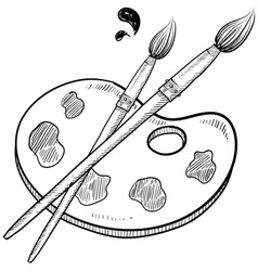 Doodle artist art paint brush vector image