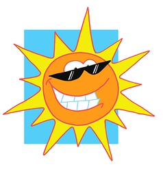 Sun Cartoon Character With Sunglasses vector image