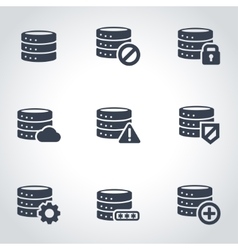 Black database icon set vector image