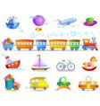Types of transport vector image