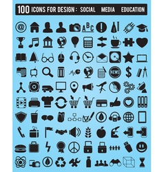 Set 100 various icons for design vector image