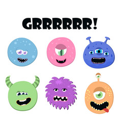 Cute cartoon round monsters set collection of Cute cartoon round monsters set collection of vector image