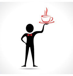 Man holding a coffee mug icon Man holding a coffee mug icon vector image