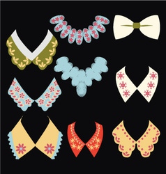 Vintage style collars on black background vector image