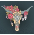 Decorative Indian bull skull with ethnic ornament vector image