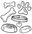 Doodle pet dog tag bone paw print biscuit vector image