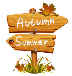 Autumn wooden arrow board vector image