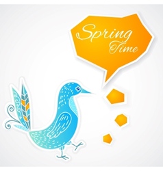 Blue bird with bubble on white background vector image