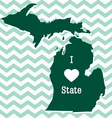 Cute green chevron Michigan card vector image
